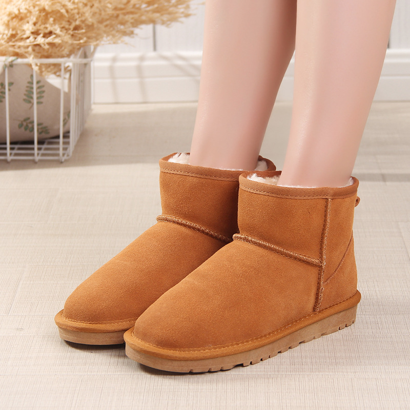 冬季保暖雪地靴女低筒加绒棉鞋百搭防滑短靴子5854低筒男女大码鞋