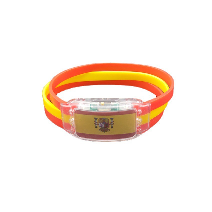 Copa Mundial de Qatar 2022 Bandera iluminada pulsera LED Silicone Flash Bracelet Bracelet brilla
