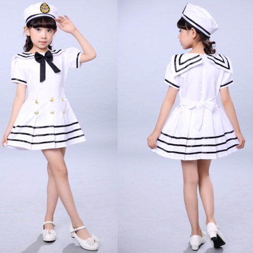 Children's Chorus New Style Military Uniform Sailor Performance Boys and Girls Children's Small Navy Infant Sailor Dance Performance Suit Set 
