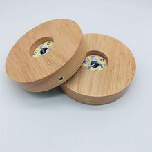 发光实木底座 木质木头底座USB接口led水晶球底座