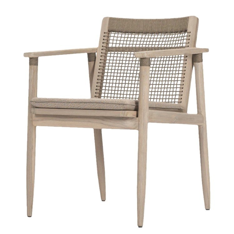 Mesa y silla al aire libre simple patio al aire libre hotel al aire libre impermeable silla de caña villa de madera maciza muebles de comedor de madera anticorrosiva