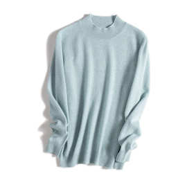 【100%Cashmere】26支山羊绒无缝一体半高领针织衫女秋冬套头毛衣