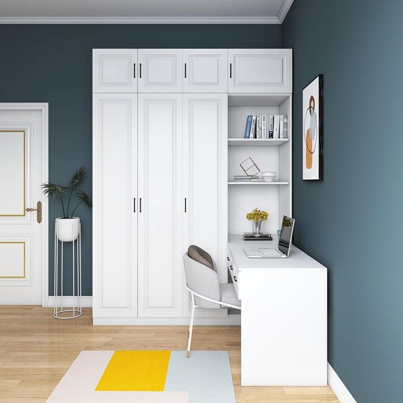 Corner Desk and Wardrobe Combination, Light Luxury L-Shaped Bookshelf, Computer Study Desk, Small Apartment Boys' Wardrobe and Desk Combo