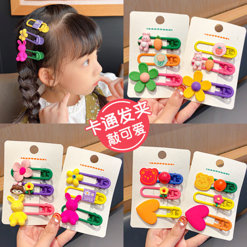 Girls' bangs broken hair hairpin side colorful clip baby cartoon hairpin little girl's back head hair accessories