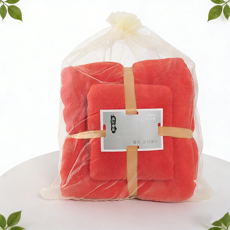 Transfronterizo TEMU etiquetado toalla de coral de alta densidad absorción de agua toalla de baño set toalla de regalo toalla de coral en stock
