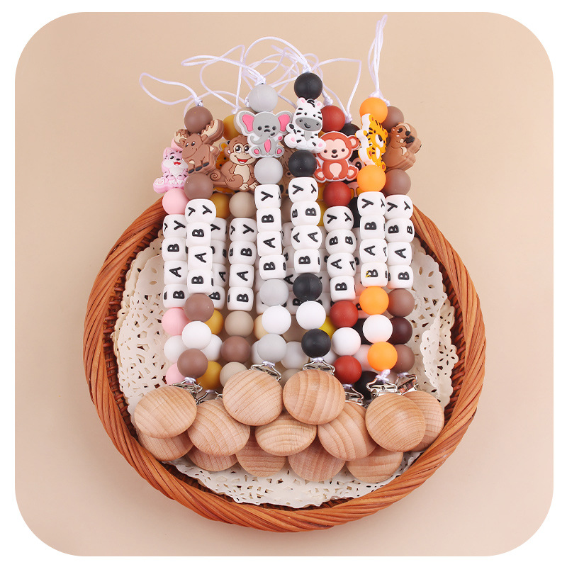 Nuevo bebé pacifier clips creativo dibujos animados animales DIY bebé silicona pacifier cadena cadena anti-caída cadena