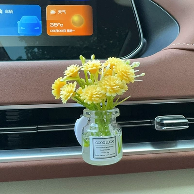 Car Perfume Aromatherapy — Fresh Car Air Outlet Vase - yellow-blooming-gypsophila-bottle-with-an-air-outlet-aromatherapy-light-flavor