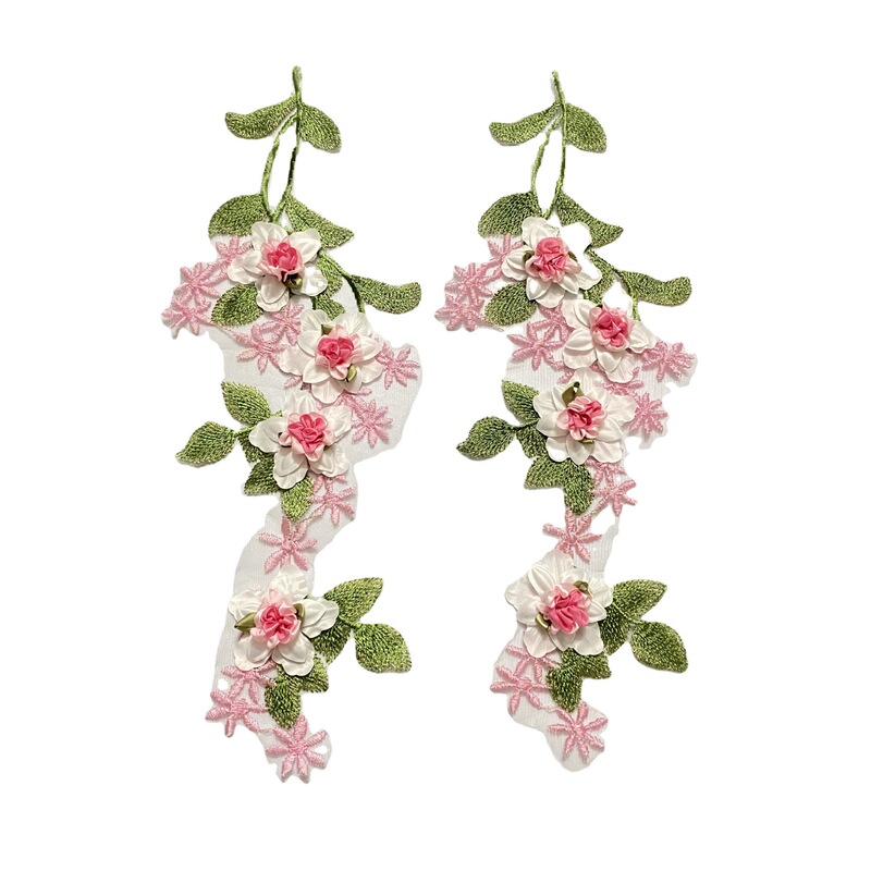 Mesh embroidery cloth applique lace flower handmade three-dimensional color flower crystal peg flower patch women's clothing accessories