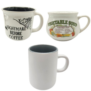 Creative Simple Ceramic Cup Cartoon Embossed Mug Embossed Water Cup Cartoon Breakfast Cup Simple Sublized Cup