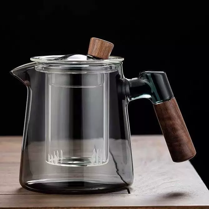 耐高温玻璃茶壶木把带过滤泡茶壶围炉煮茶壶耐热玻璃公杯功夫茶具