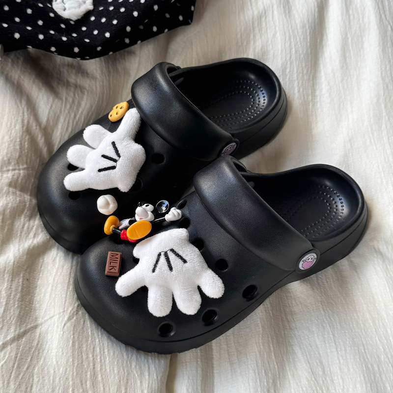 Summer Mickey Cartoon DIY Height-Increasing Clogs for Women, Eva Non-Slip Breathable Beach Home Slippers, Outdoor Beach Shoes