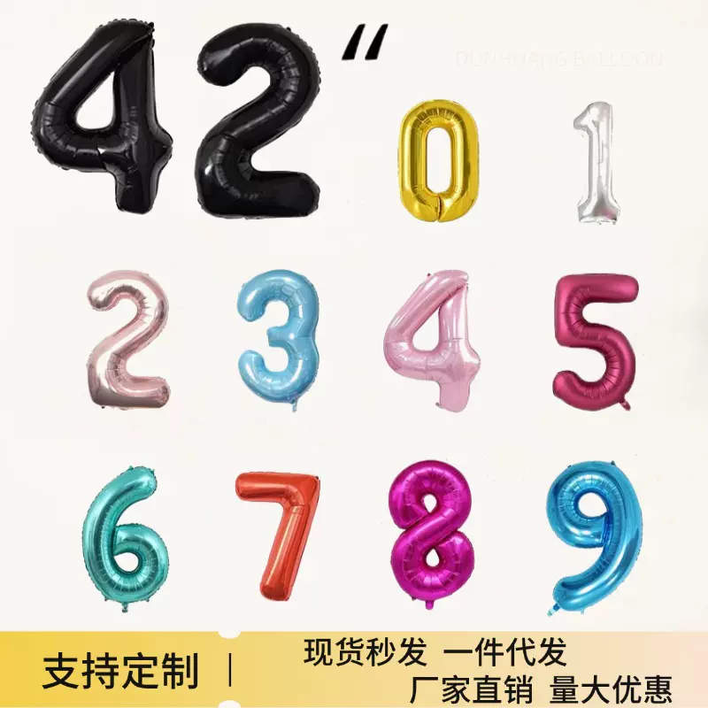 跨境美版40寸数字铝膜气球生日结婚派对布置外贸厂家直销场景装饰