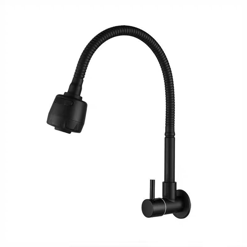 Black Universal Single Cold Water Faucet for Foreign Trade, Wall-Mounted Single Faucet, Stainless Steel Telescopic Rotating Universal Faucet Black Universal Single Cold Water Faucet for Foreign Trade, Wall-Mounted Single Faucet, Stainless Steel Telescopic Rotating Universal Faucet