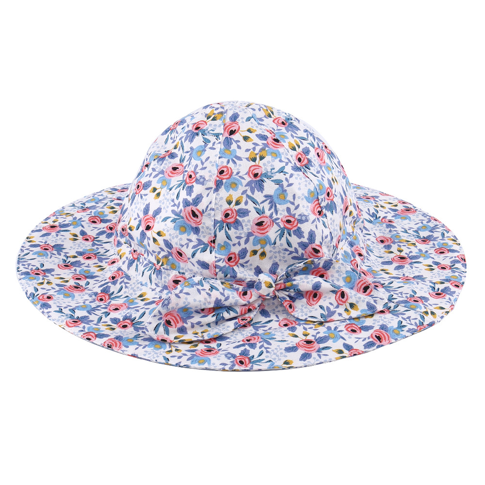 Cotton Fabric Type Bucket Hat Hats Type Children Unisex Fashion Flower Bowknot Bucket Hat