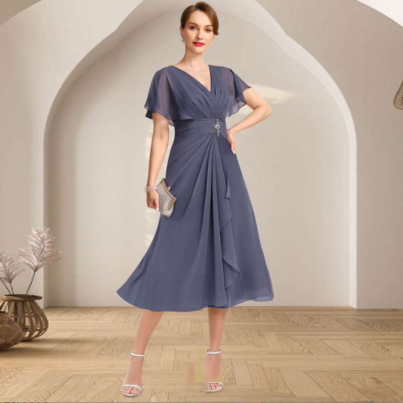 European and American Amazon, Aliexpress, Wish2026 New Long Formal Dress, Mother's Dress, Women's Dress, Multi-Color Chiffon Dress