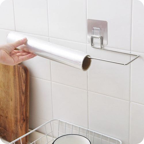 Multifunctional paper towel and rag rack, punch-free towel rack, kitchen and bathroom storage rack, wall-mounted towel bar
