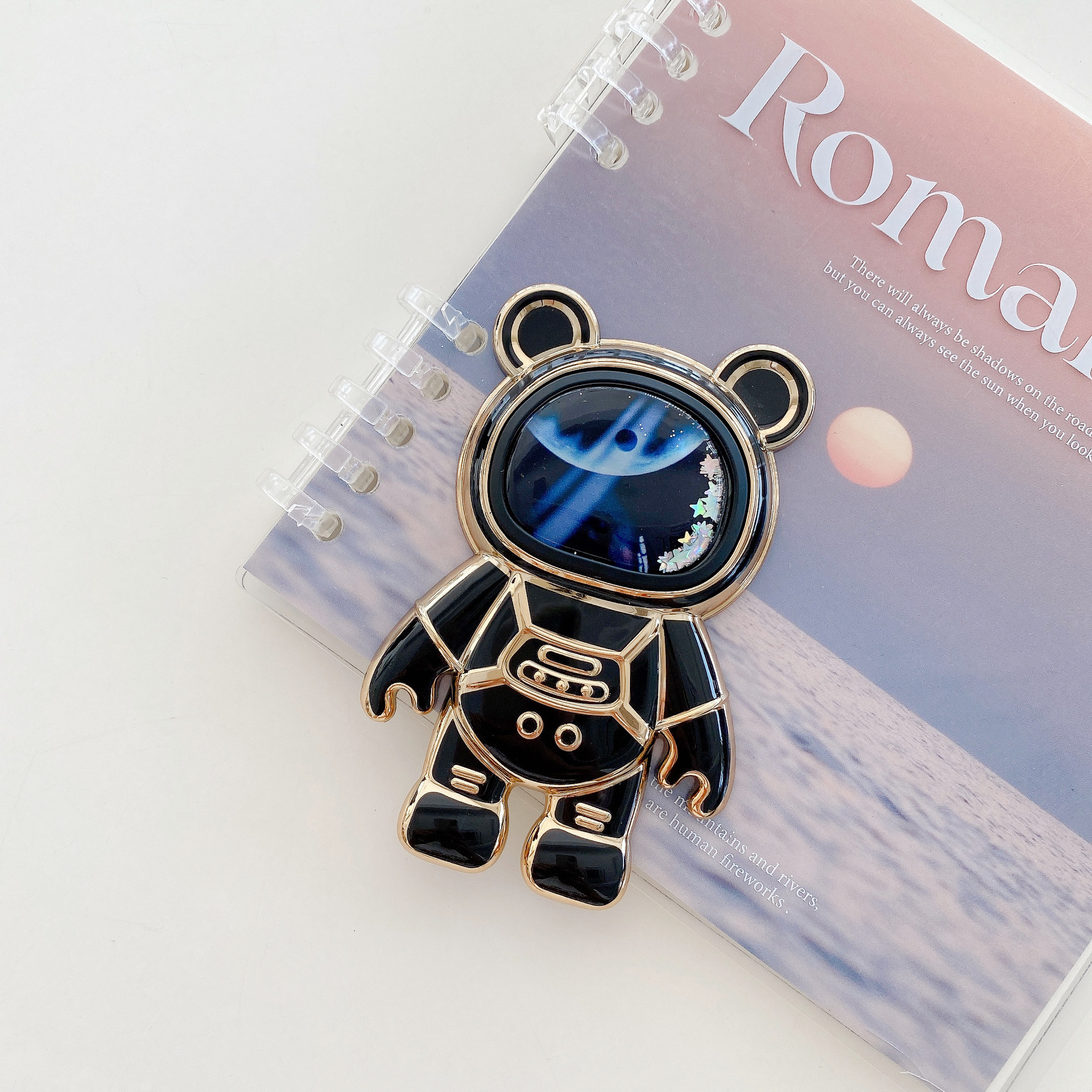 Nuevo gato orejas de arena movediza soporte de galvanoplastia astronauta pegatina perezoso plegable soporte de escritorio