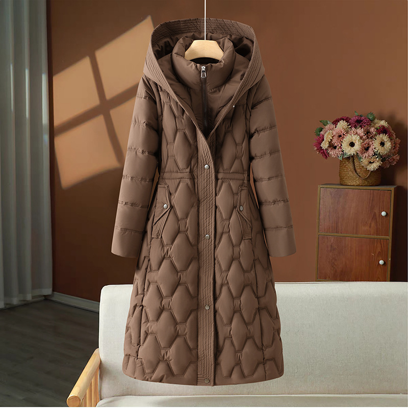 Skin-Friendly Fashionable down Cotton Coat for Women, Mid-Length Slim Fit, Flattering Cotton Jacket with Non-Clumping Cotton, Two-Way Wear Outerwear Skin-Friendly Fashionable down Cotton Coat for Women, Mid-Length Slim Fit, Flattering Cotton Jacket with Non-Clumping Cotton, Two-Way Wear Outerwear