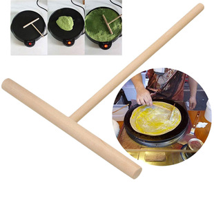 Pancake Fruit Rake Round Pancake Fruit Tool T-Shaped Egg Pancake Scraper DIY Batter Wood Tool