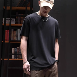 速干锦纶面料高弹冰丝男2025年夏季薄款大码纯色运动白色打底T恤