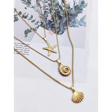 S 66953 Starfish shell layered necklace ���Ǳ��Ƕ����������