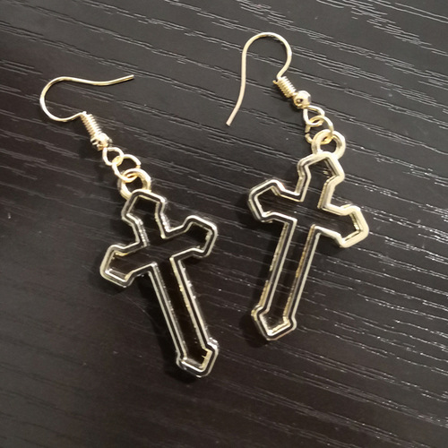 Ins Trend Earrings Accessories Fashion Punk Style Simple Alloy Hollow Cross Stud Earrings for Women