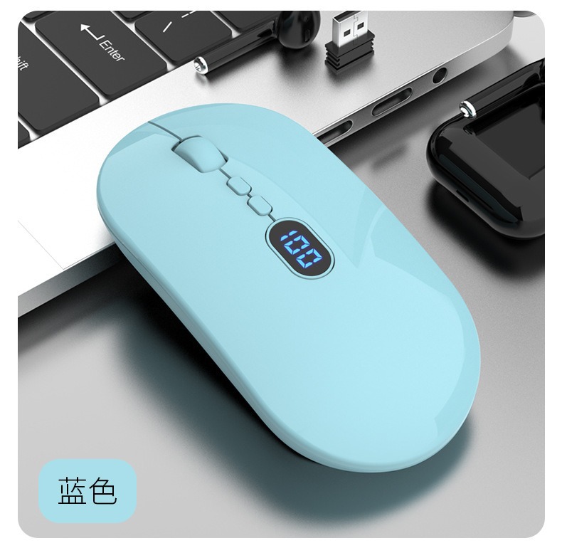 Sınır ötesi yeni kablosuz Bluetooth mouse, şarj edilebilir, sessiz, güç göstergeli, kızlar, iş, bilgisayar ve ofis kullanımı için uygun.