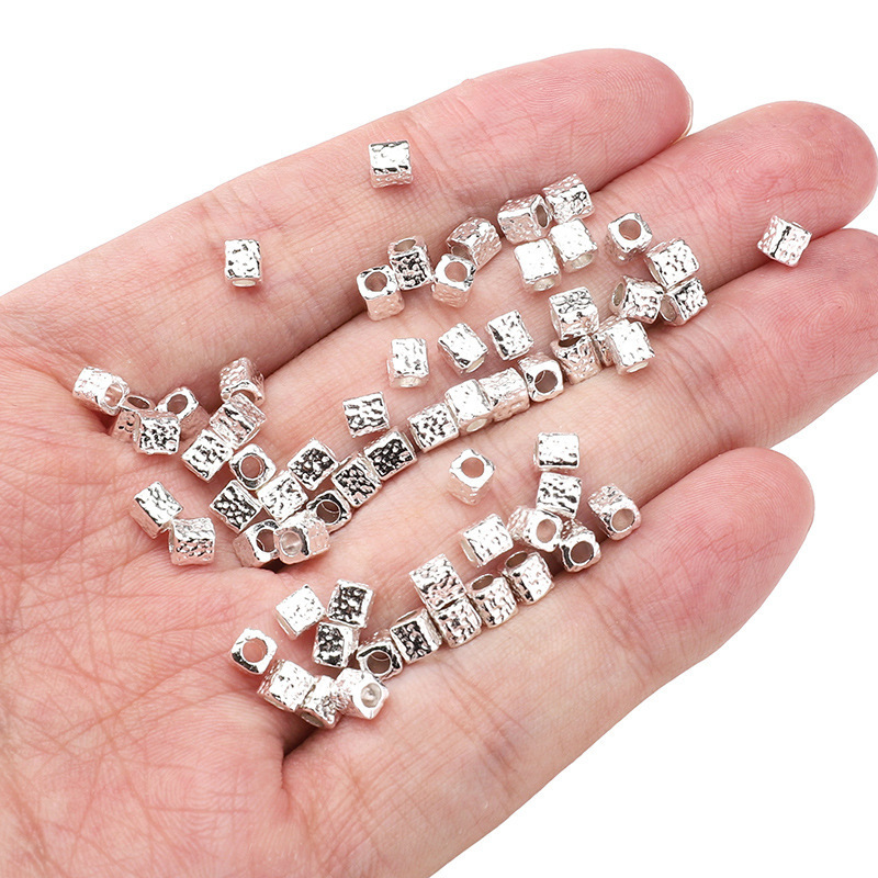 25 合金ブロークンシルバールースビーズシリーズホイールビーズスクエアビーズスペーサービーズ手作り diy アクセサリー半完成ブレスレット素材|undefined
