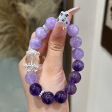 【巧恩】天然紫水晶薰衣草紫阿塞白水晶手链小红书百搭设计感手串