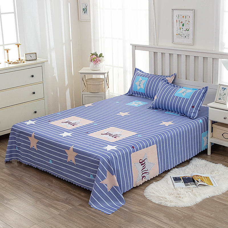 Brushed Cotton Pastoral Style Reactive Printed Bed Sheet Single Piece Student Dormitory Bed Sheet Bedding Factory