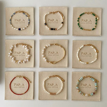 法式不规则异形珍珠手链手镯女小众轻奢精致时尚金色半镯手链配饰