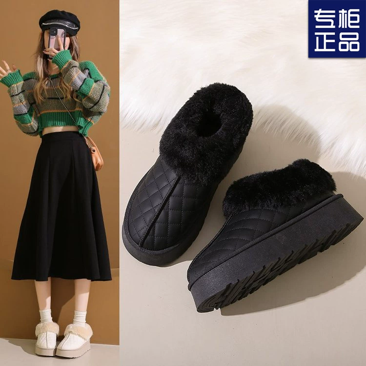 Keep warm fleece non-slip low boots platform, shoes
