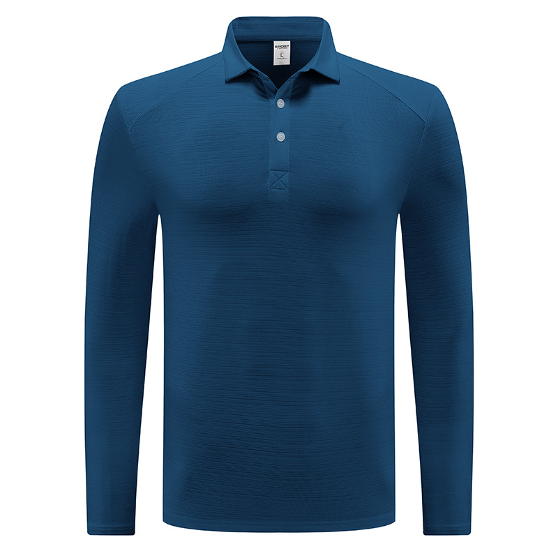 Primavera y otoño al aire libre secado rápido camiseta hombre transpiración sudor de manga larga polo camiseta deportiva elástica de negocios chaqueta casual