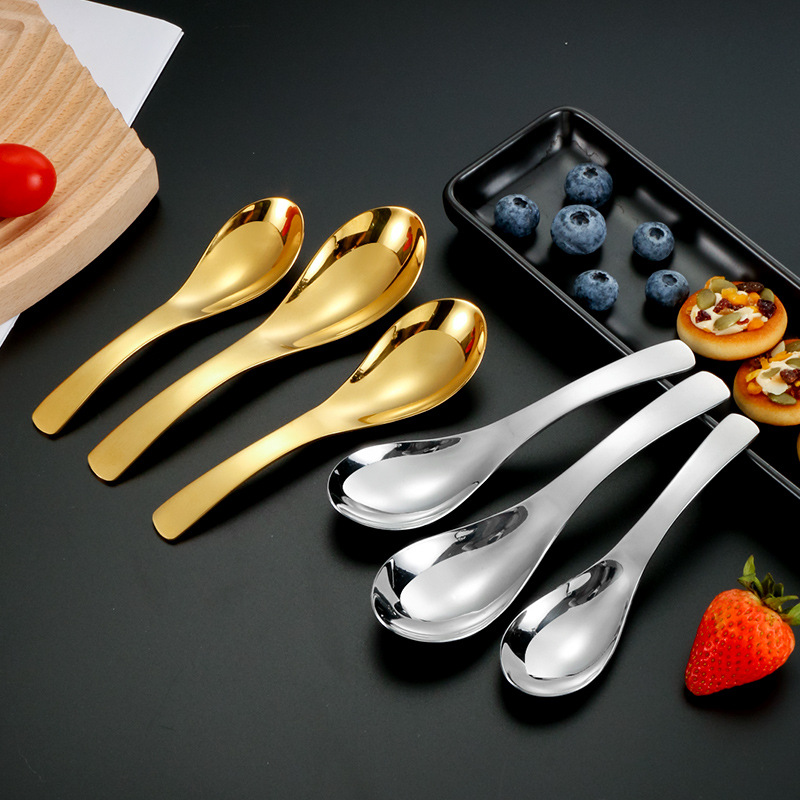 Cuchara de acero inoxidable 304 engrosada Earl Court cuchara hotel cuchara profunda cuchara para niños cuchara de postre de fondo redondo para el hogar