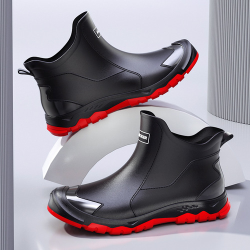Wholesale rain boots, men's low-cut fashion short rain boots, kitchen chefs anti-slip wear-resistant waterproof shoes, takeout car washing rubber shoes