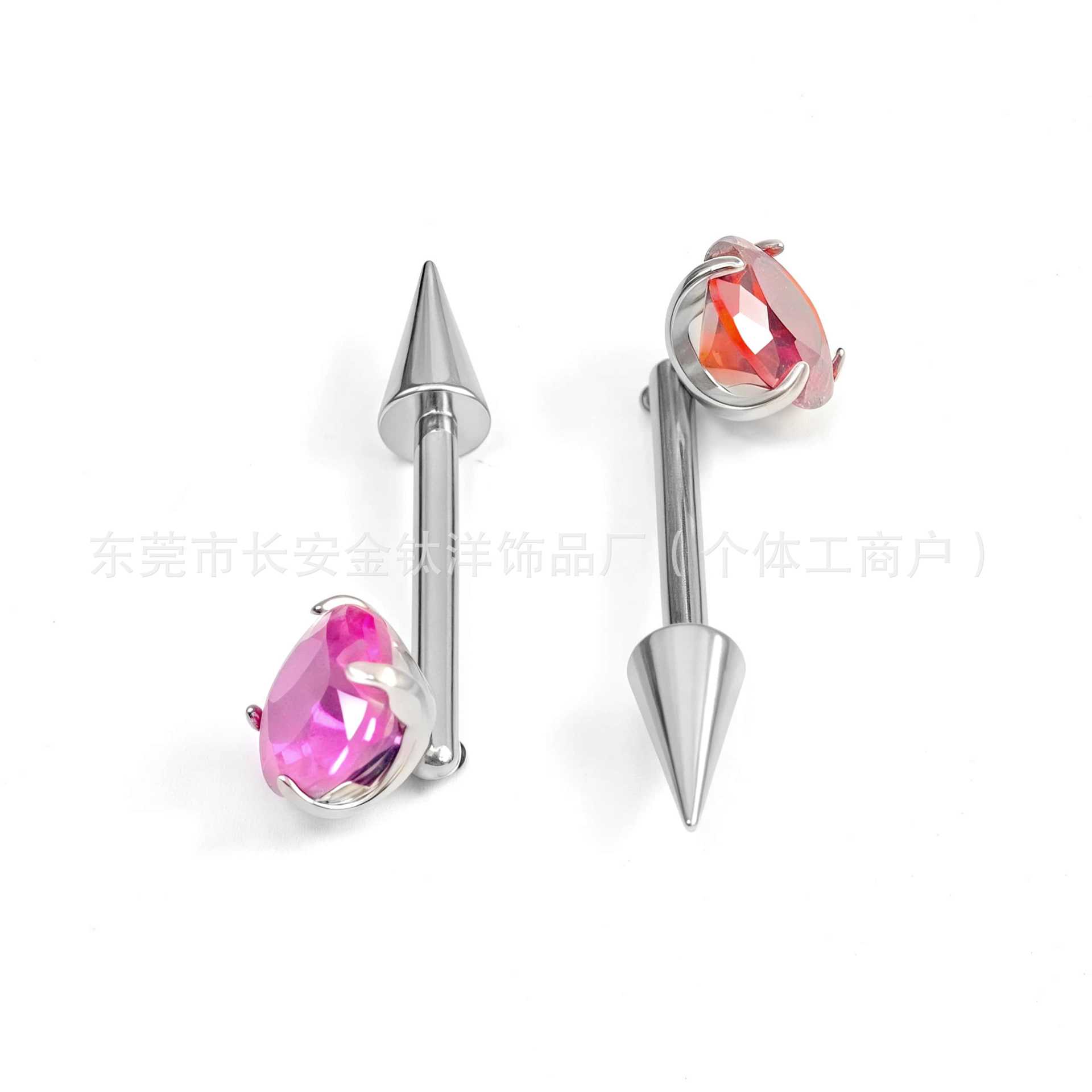 F136 Titanium Internal Thread Pointed Cone Zircon Tiger Nail Earrings G23 Titanium Alloy Body Piercing Jewelry Ear Bone Nails detail image 7