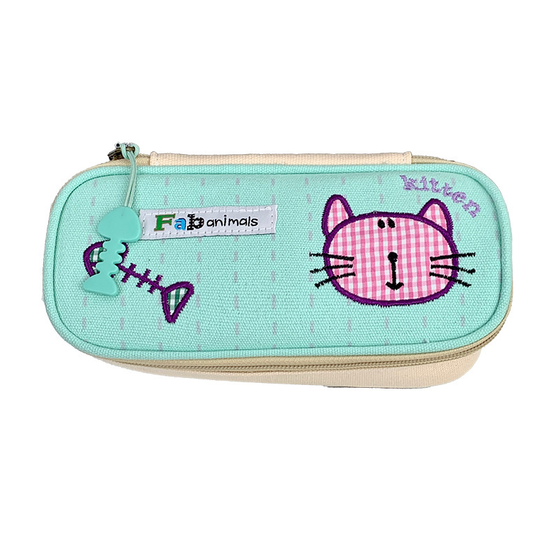 かわいいフィービー猫刺繍鉛筆バッグイン高価値筆箱大容量学生文具収納袋|undefined