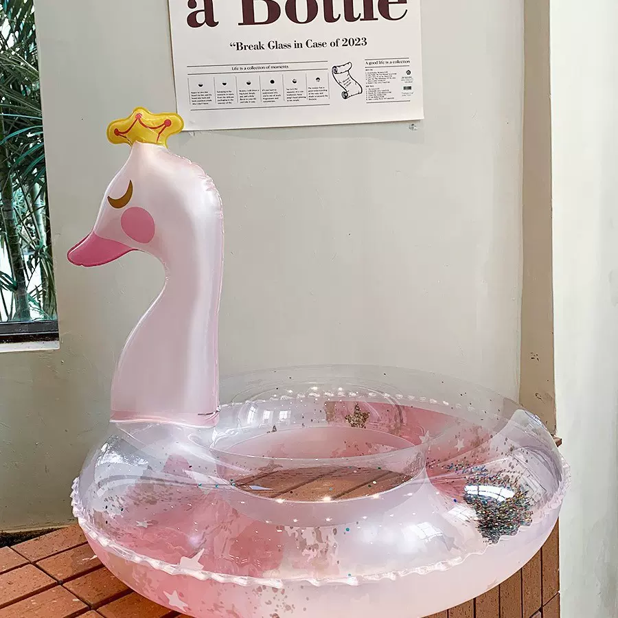 宝宝加厚亮片儿童坐式游泳圈女童泳圈充气亲子腋下圈水上大人跨境