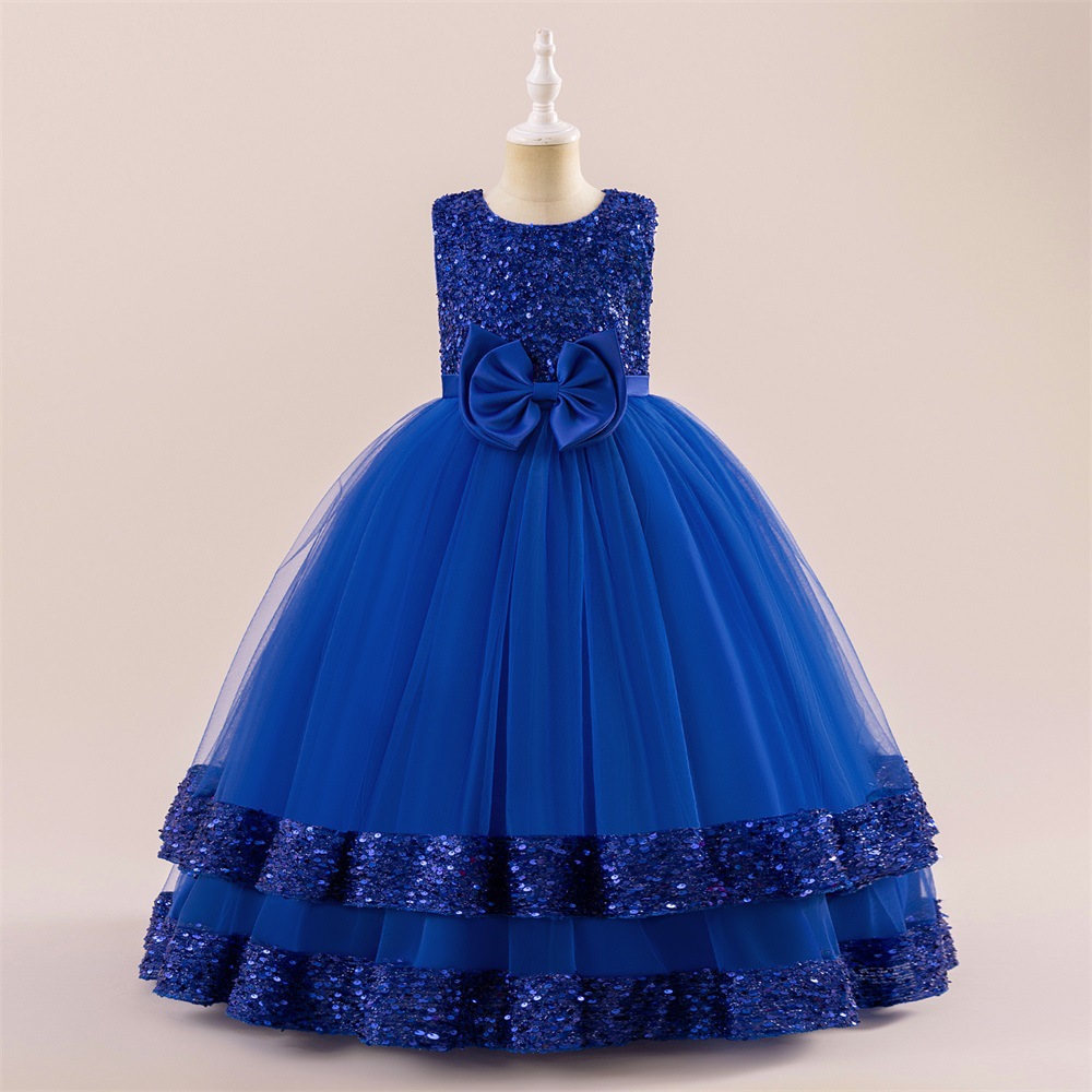 Ropa de niños nuevo vestido infantil sin mangas esquinilla de tela de tela de acoplamiento vestido de princesa vestido de niños