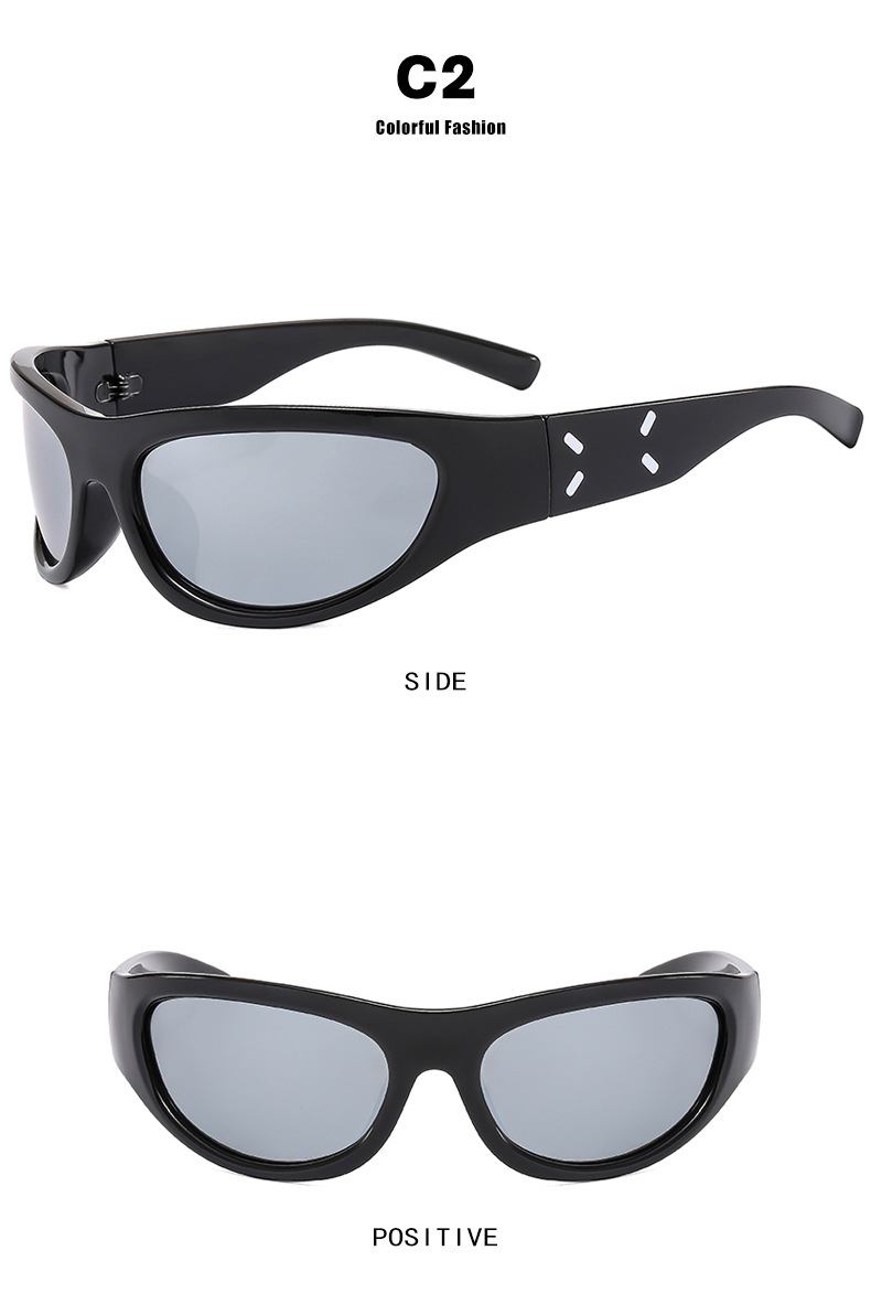 Exaggerated Punk Streetwear Geometric Ac Special-shaped Mirror Full Frame Sports Sunglasses display picture 3