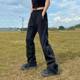 American-style retro street pants men's and women's ins fashion brand zipper straight pants high street functional vibe pants