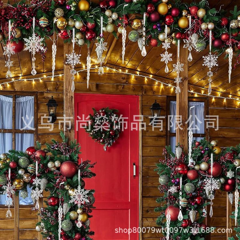 20 件水晶挂件圣诞悬挂亚克力雪花冰柱吊坠圣诞树装饰品婚礼家居|undefined