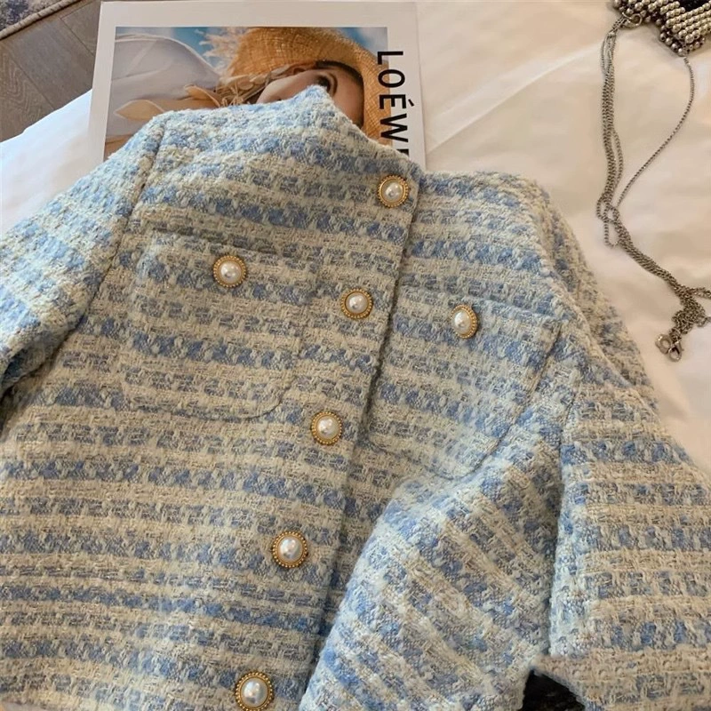 Осенняя сексуальная короткая куртка из жемчуга, стиль Chanel, французский стиль, свободный крой, городской стиль