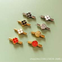四叶草不锈钢扣头 褔字扣 手绳扣3D硬金DIY 红绳钢丝绳扣厂家直销