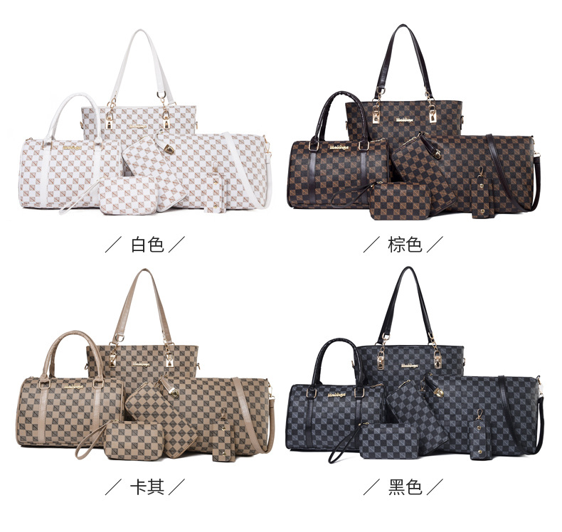 Cross-border 2024 new women's bag, European and American fashion trend printed six-piece set, mother and child bag, hand-held bag, shoulder crossbody bag undefined