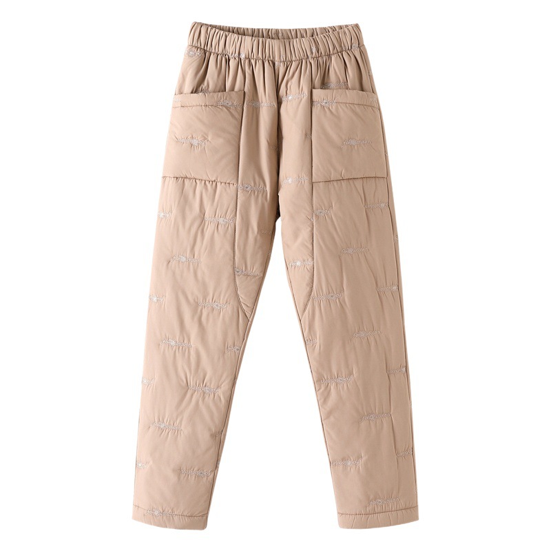 Pantalones de algodón de plumón ligero para mujer, moda exterior 2025 invierno nuevos pantalones de pierna recta sueltos y delgados, pantalones calientes de gran tamaño para mujer