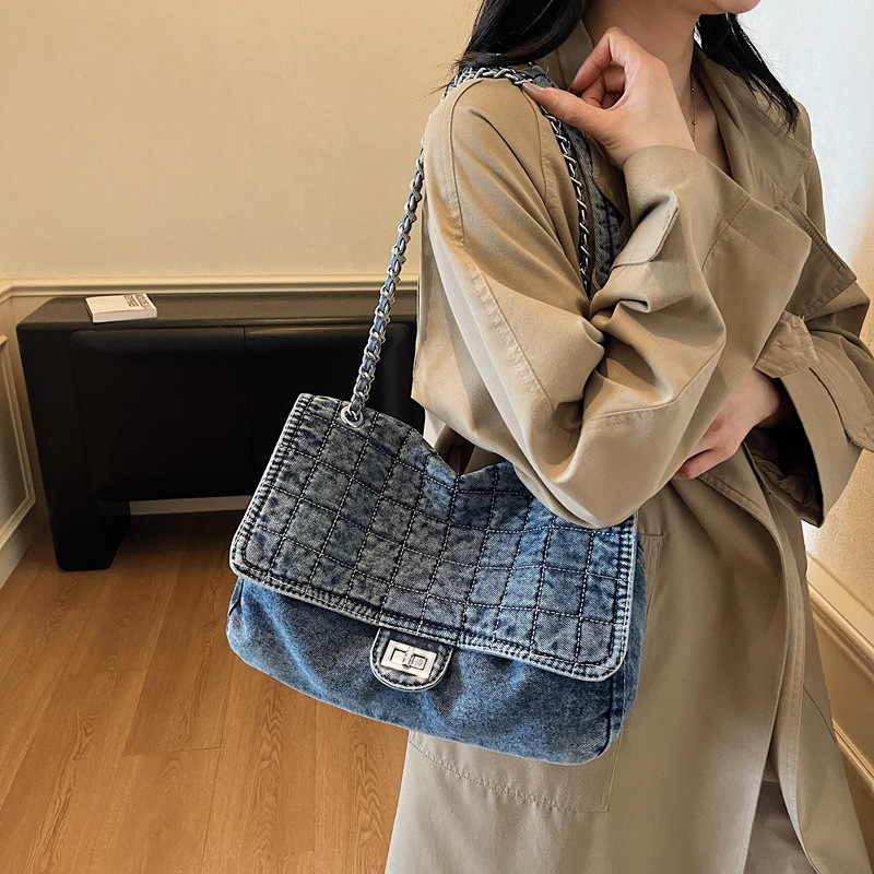 Fashionable denim capacious one-shoulder bag