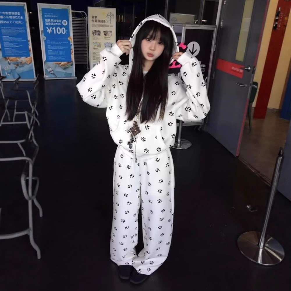 减龄少女休闲运动服套装女春秋季学生宽松显瘦韩版时尚卫衣两件套