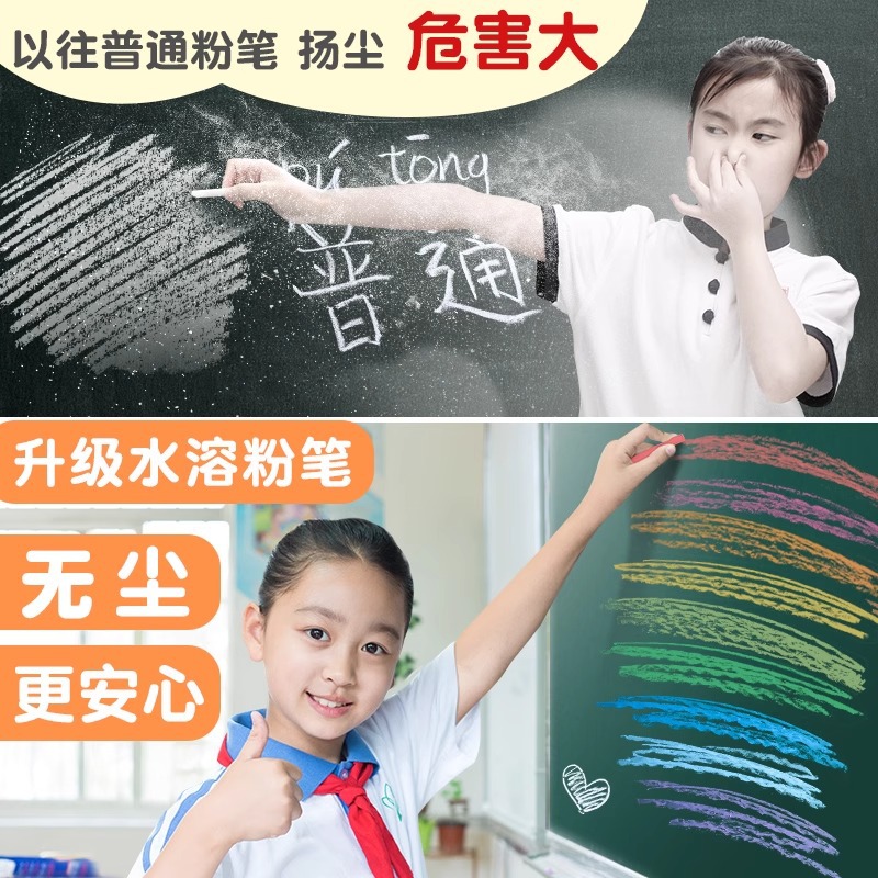 Blanco tiza pizarra periódico hogar conjunto completo de grandes no tóxico pegatinas pared color borrable soluble en agua 36-color tiza