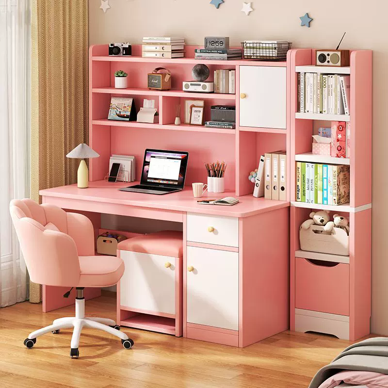 卧室书桌学生家用书桌书架书柜一体桌学习桌椅台式电脑桌写字桌子